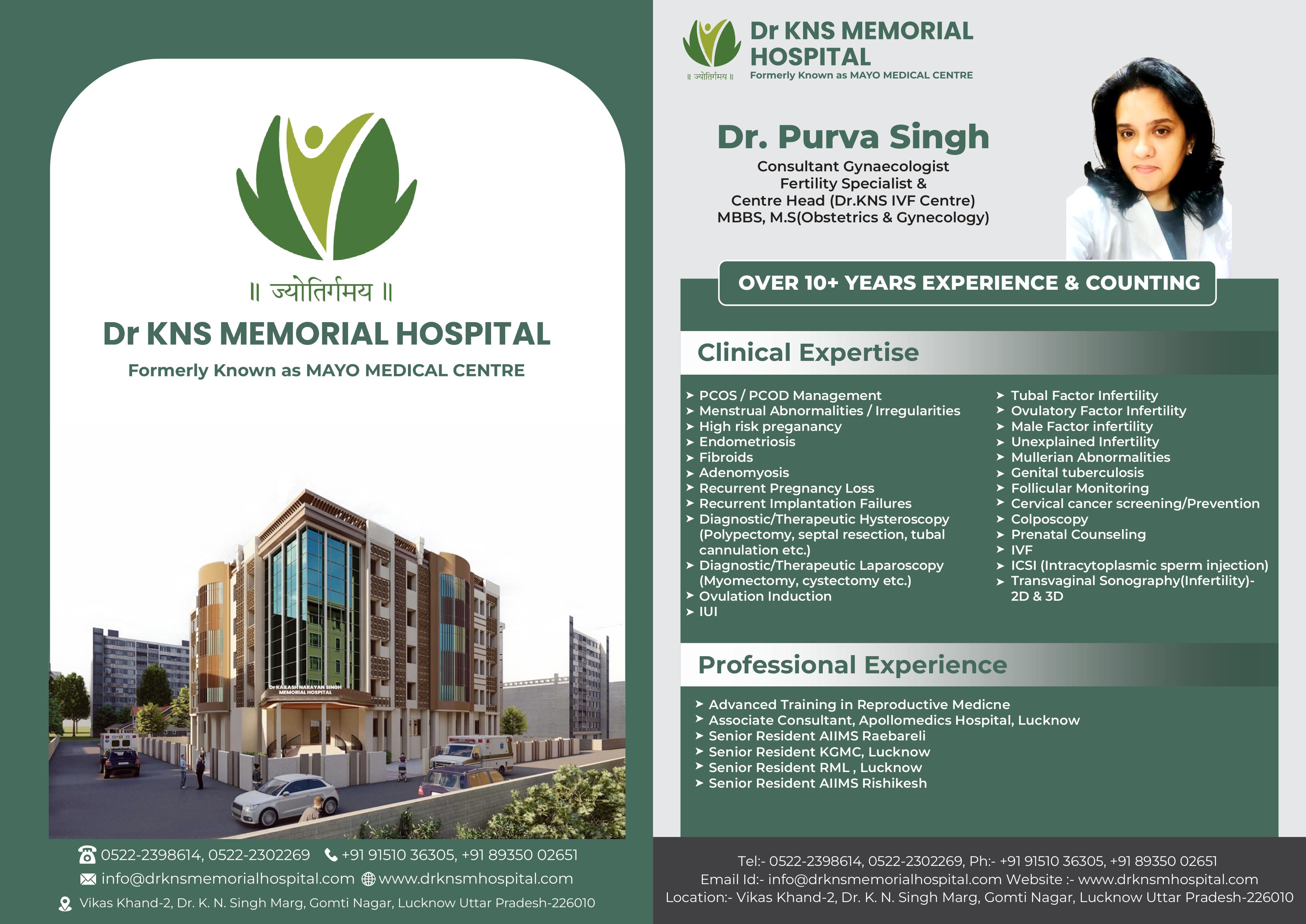 Dr. Purva Singh - Consultant Gynaecologist, Fertility Specialist - MBBS, MS
